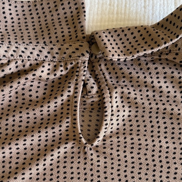 Adrianna Pink & Brown Polka Dot Blouse / L - Picture 7 of 8
